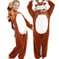 Casabaco Kid Reindeer Onesie Pajamas Deer Halloween Costume Boy Girl Animal Onepiece (Brown, 8-9Years)