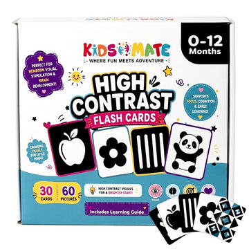 Kidsmate High Contrast Flash Cards For Newborn Baby 012 Months | Black & White Visual Stimulation Cards For Brain Development, 