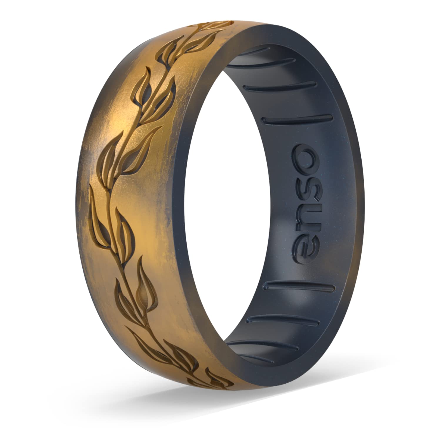 Enso Rings Lord of the Rings Collection - Comfortable Silicone Rings - Shire Leaf - Size 8