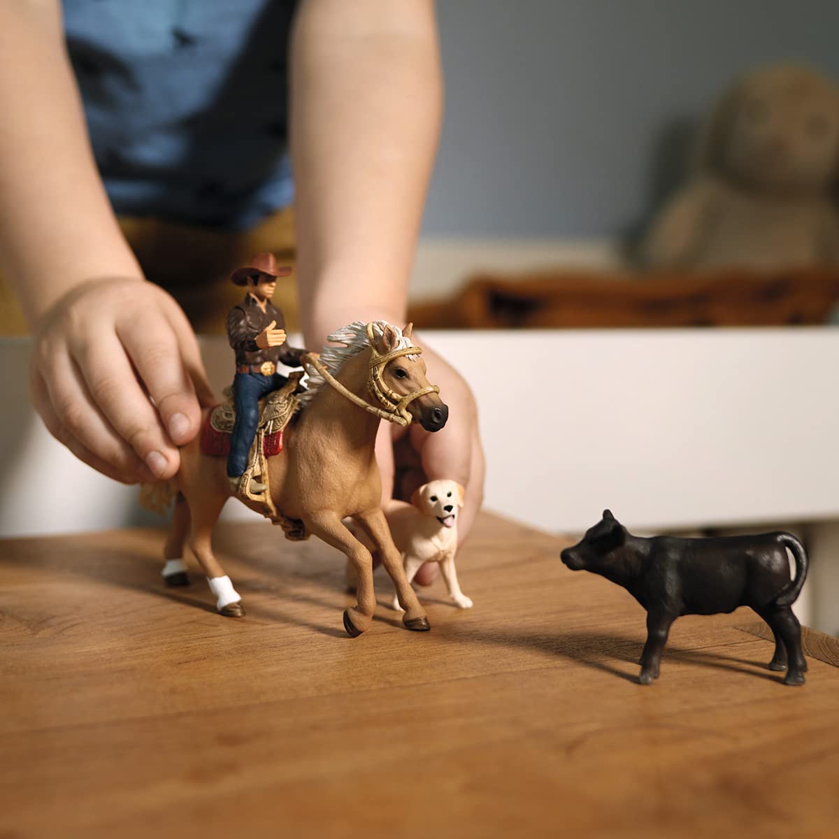 Schleich Farm World 42578 Rodeo Calf Adventure Playset - Cowboy Rodeo Rider Figurine With Horse, Cow, And Dog, Realistic Western Rodeo Animal Figures And Accessories, Farm Playset For Boys And Girls