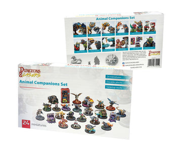 Dungeons & Lasers Animal Companions Dnd Miniatures Set - 24 Figurines With Scenic Bases - 5E Compatible For Tabletop Rpg Games - 28Mm Unpainted And Unassembled - For Ages 14 Years +