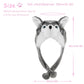 Funny Plush Animal Hat with Ear Flaps, Soft Fleece Hats Cute Bunny Cap for Kids Women Girls Cosplay Party (Husky) Multi-Colored