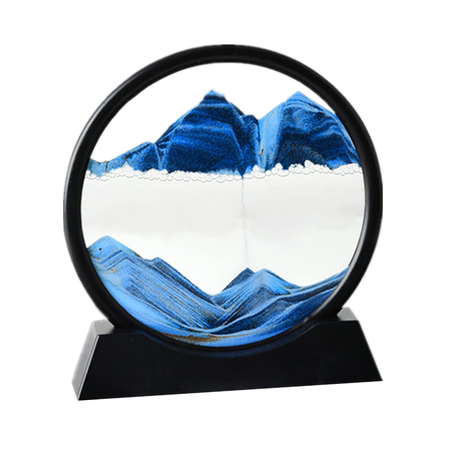 ANXUS Moving Sand Art Picture in Motion Round Glass 3D Deep Sea Sandscape Display Flowing Sand Frame, Sensory Relaxing Desktop H