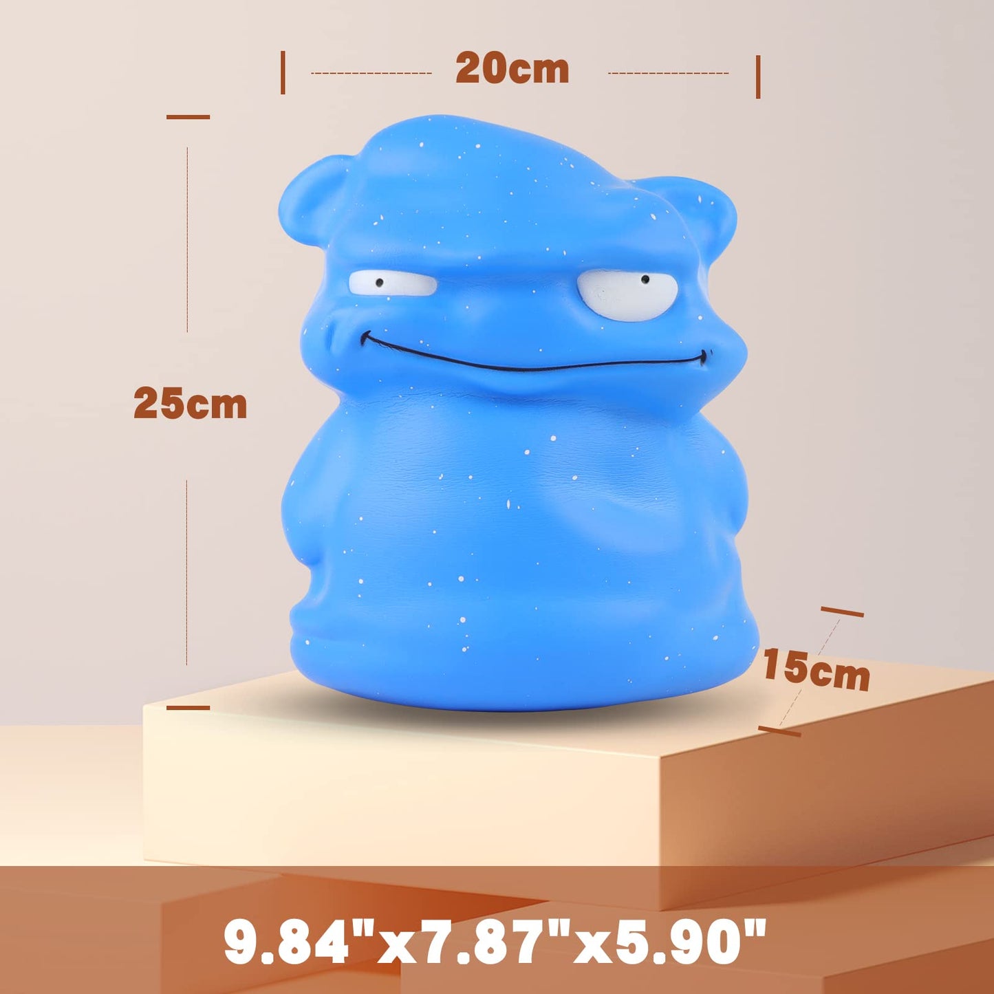 Anboor 9.8 Inch Jumbo Squishies Blue Monster Kawaii Gaint Soft Toy Slow Rising Scented Squishys Stress Relief Kids Toys For Halloween Birthday Gift Party Décor