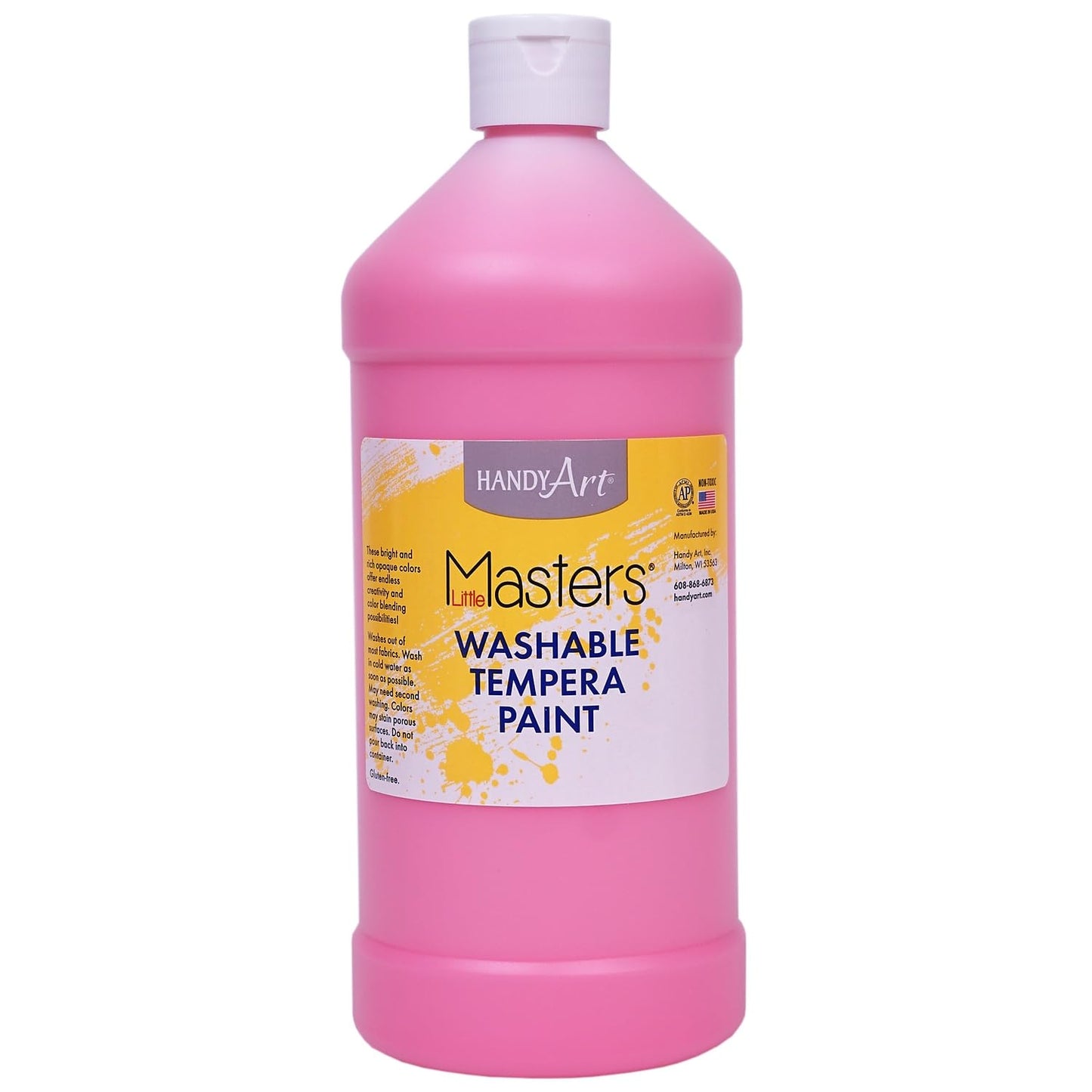 Little Masters Washable Tempera Paint, Pink, 32 oz., Pack of 6