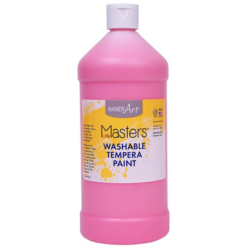 Little Masters Washable Tempera Paint, Pink, 32 oz., Pack of 6