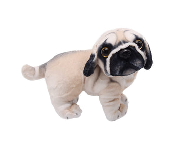 Yonlit Lifelike Pug Dog Stuffed Animal Animated Plush Puppy Toy Doll Super Realistic Dogs Act Like Real Excellent Gifts For Kids Birthday Party Dog Collection 9 Inches (Pug)