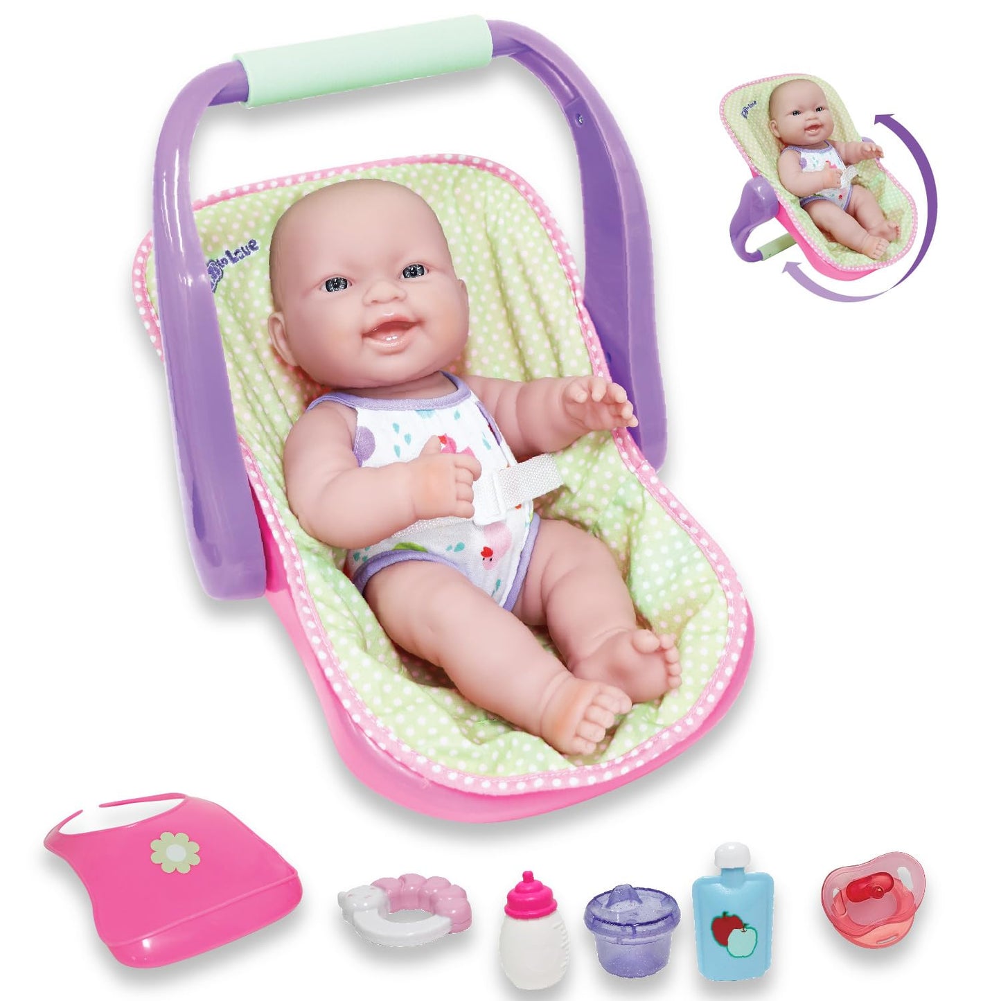 Jc Toys, 14' Lots To Love Babies Doll And Car Seat - 4 Multi-Position Carrier - Posable & Waterproof - Ages 2+