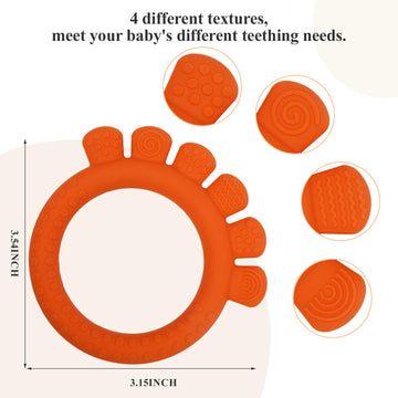 Baby Silicone Teething Ring Toys For 0-6,6-12 Months Boys And Girls,Chew Teether Stuff For Infant,Newborn Must Have Essentials,B