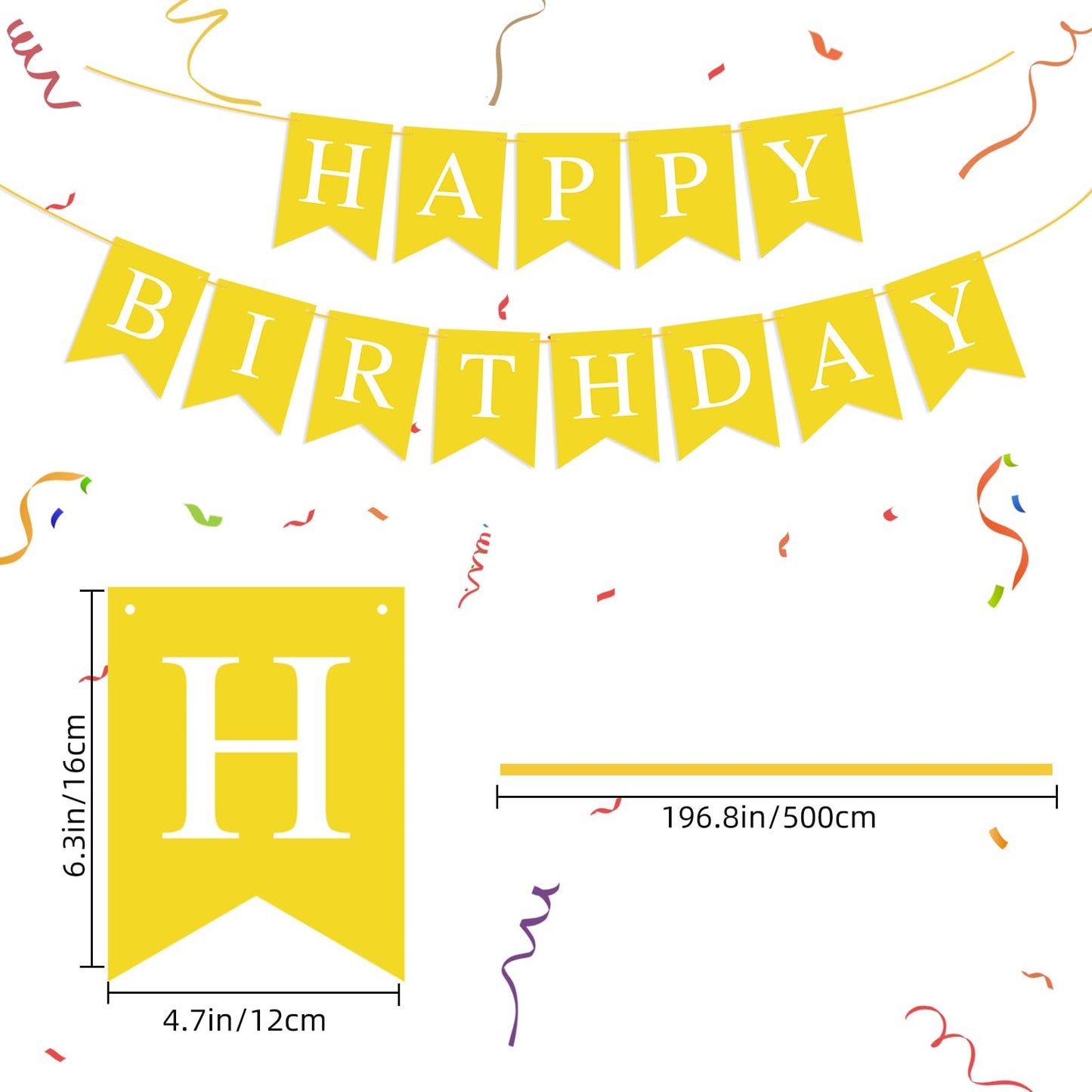 Yellow Happy Birthday Banner Sign For Backdrop Yellow Themed Birthday Party Decorations For Boys Girls Kids Party Banner Garland Bunting Flag Tea Party Supplies Wall Decor Yard Decorations