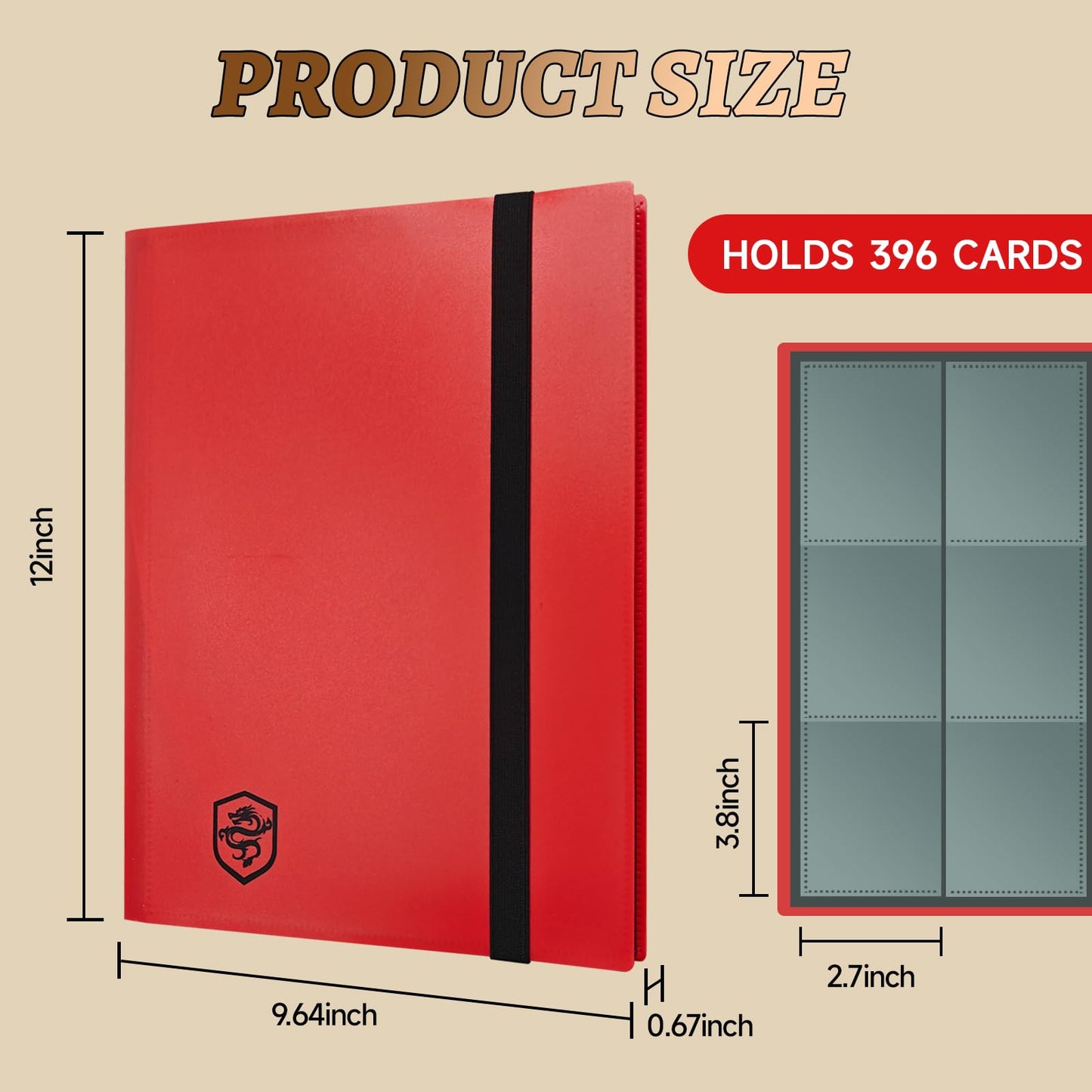 Fweel 9-Pocket Trading Card Binder  360 Side-Loading Pockets  Fixed Pages Card Album for Standard Size Cards - Red | Holder for Trading Cards  Business Cards  Sports Cards  Coupons