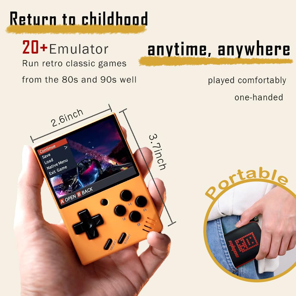 Miyoo Miyoo Mini V4 Retro Game Console, Portable Handheld Game Console with Storage Case 2.8''HD Screen 2000mah Battery, Support