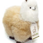 Real Alpaka Natural Fur Toy - 9 inch. Soft and Cuddly Handcrafted Llama Stuffed Animal. (9 inches, Beige & White)