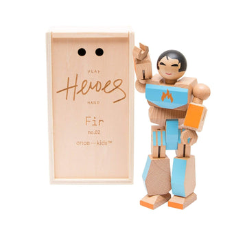 Once Kids Playhard Hero Action Figures – Fir Wood Baby Toys For Imaginative Play –Sturdy & Durably Packaged Hero Toy For Kids