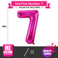 7 Balloon Number Hot Pink 7 Birthday Balloon 40 Inch Foil Mylar Large 7 Balloon Numbers For Birthday Party Anniversary Festival