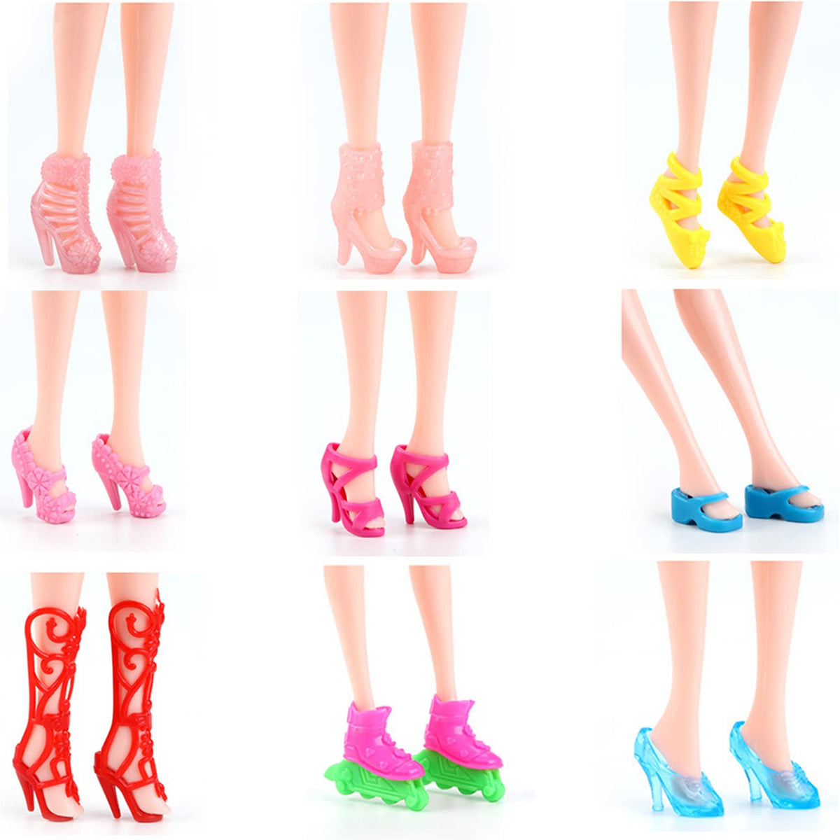 Highfun Doll Shoes Rack + 30 Pairs Doll Shoes 10 Doll Handbags 10 Doll ...