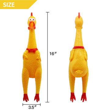 Novelty Place Squawking Chicken Dog Toys - Large 16  - Yellow Rubber Squeeze Squeaky and Screaming Chicken for Pets or Kids