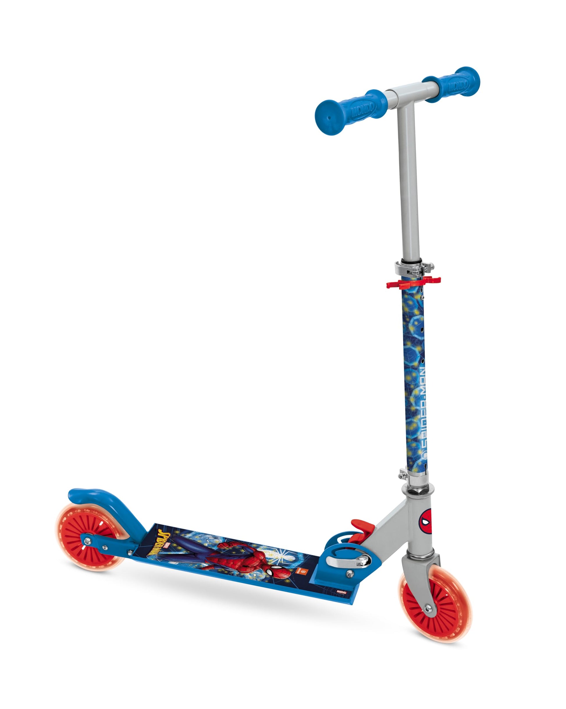 MONDO Toys 28687 Aluminium Scooter for Boys/Girls Spiderman Adjustable Handlebar 2 Wheels, Multicoloured, Standard Size