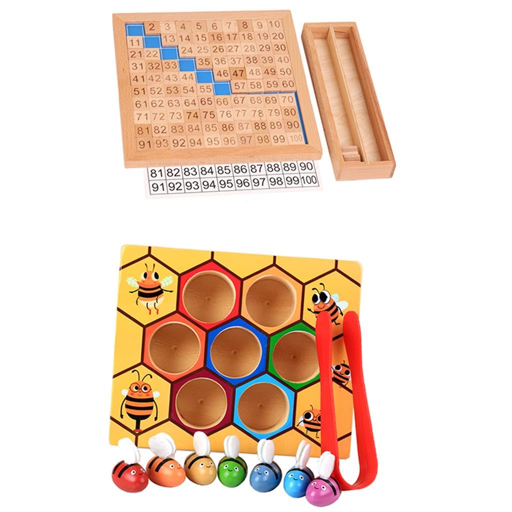 Calandis Wooden Montessori Bee Cliping Box & Consecutive Numbers Sorting Kids Toy | Wooden & Handcrafted Toys | Preschool Toys &