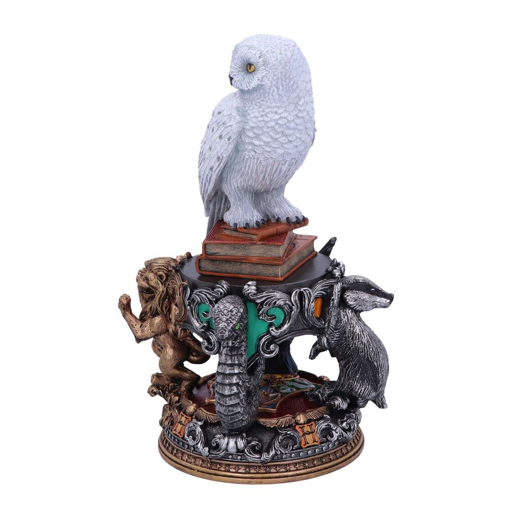 Nemesis Now Harry Potter Hedwig Figurine, Collectible Resin Owl Statue With Howarts House Emblems And Books, And Home Decor For Harry Potter Fans