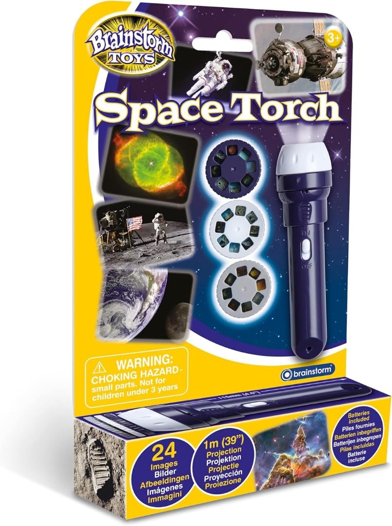Brainstorm Toys Space Torch Projector - Blue, 11cmx3cm, Plastic, Model E2008, STEM Learning for Ages 3+