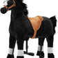 Pipleo Ride on Horse for Kids  (41.33'' Height) Horse Ride on Toy  Riding Horse Rider Mechanical Walking Action Plush Animal for 7 Years Old to mature-themed  No Battery or Electricity  Max Load 187 LBS - BK