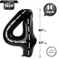 Race Car 4 Balloon, Number Balloons 40 Inch, 4Th Black Party Decorations, Racecar Birthday Decorations Four Large Numbers For Pa