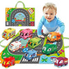 Happy Hues Soft Plush Car Toy Set with Play Mat/Storage Bag  6Piece Fun Educational Vehicles for Babies Toddlers Ages 13, fo