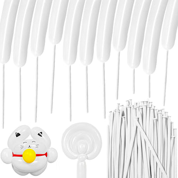 Hykjnbw White Long Balloons For Balloon Animals, 260 Balloons Art Kit For Twisting, Skinny Modeling Balloons Supplies For Birthd