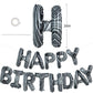 Toniful Black Marble Happy Birthday Balloons Banner,16 Inch Mylar Foil Letters Birthday Sign Bunting For Girls Boys Kids & Adult
