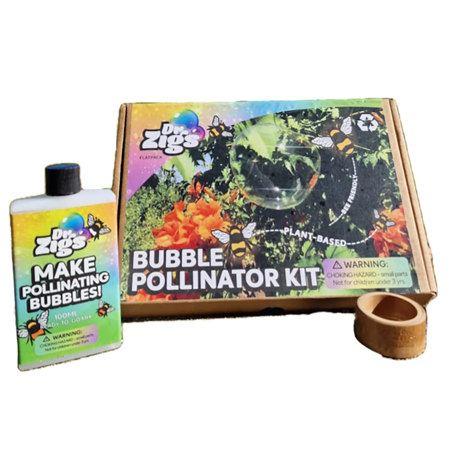 Dr Zigs Bubble Pollinator Kit -Pollinate Flowers w/Bubbles, Plant & Bee Friendly Natural Solution, Bamboo Components, Educationa