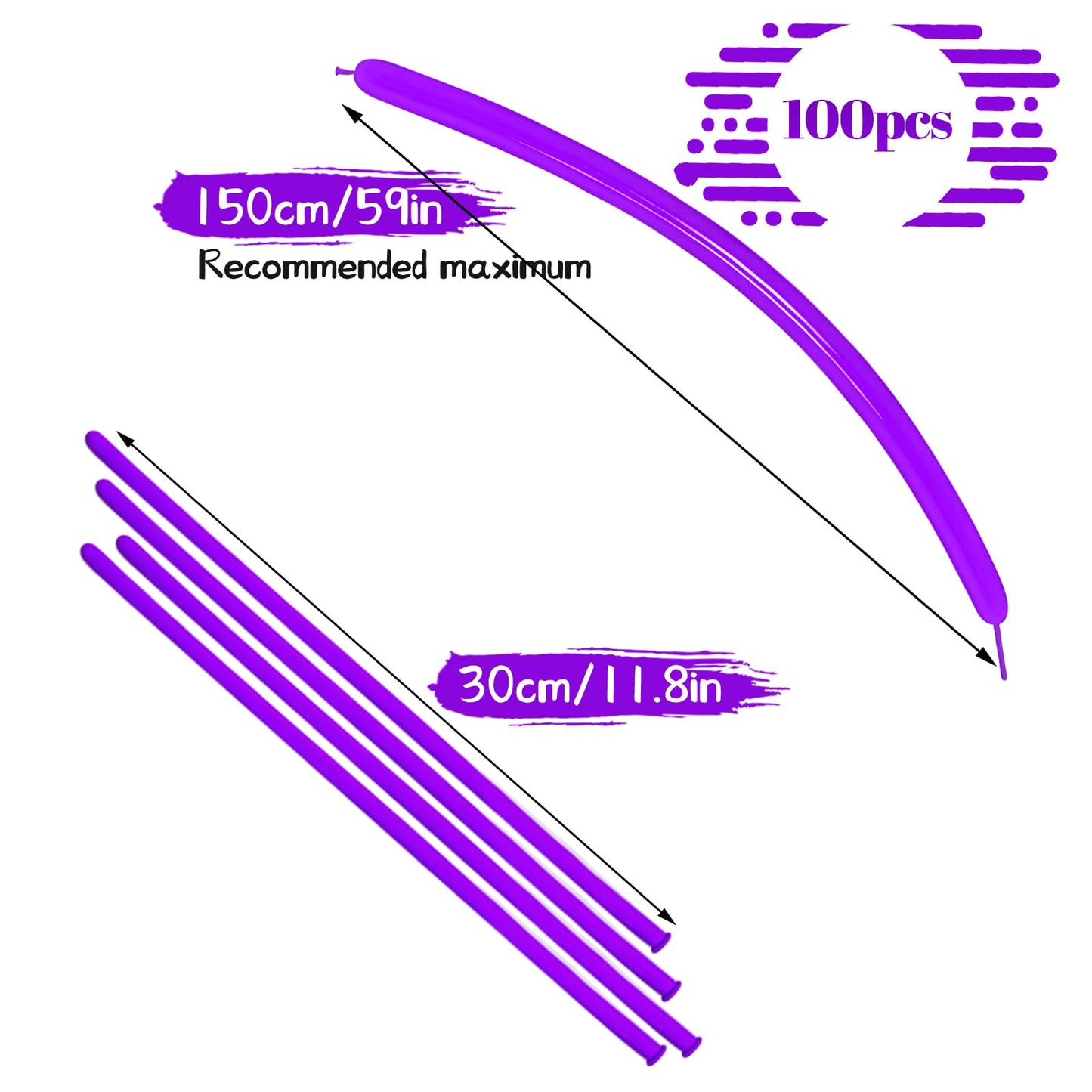 Lxzfcrg 260 Balloons Purple Long Balloons For Balloon Animals, Thickening Long Skinny Latex Twisting Balloon For Balloon Garland