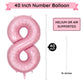 Paticool 40 Inch Pink Number Balloon 8, Large Number Foil Balloons Mylar For Girl Boy Birthday Party Celebration Decorations Sup