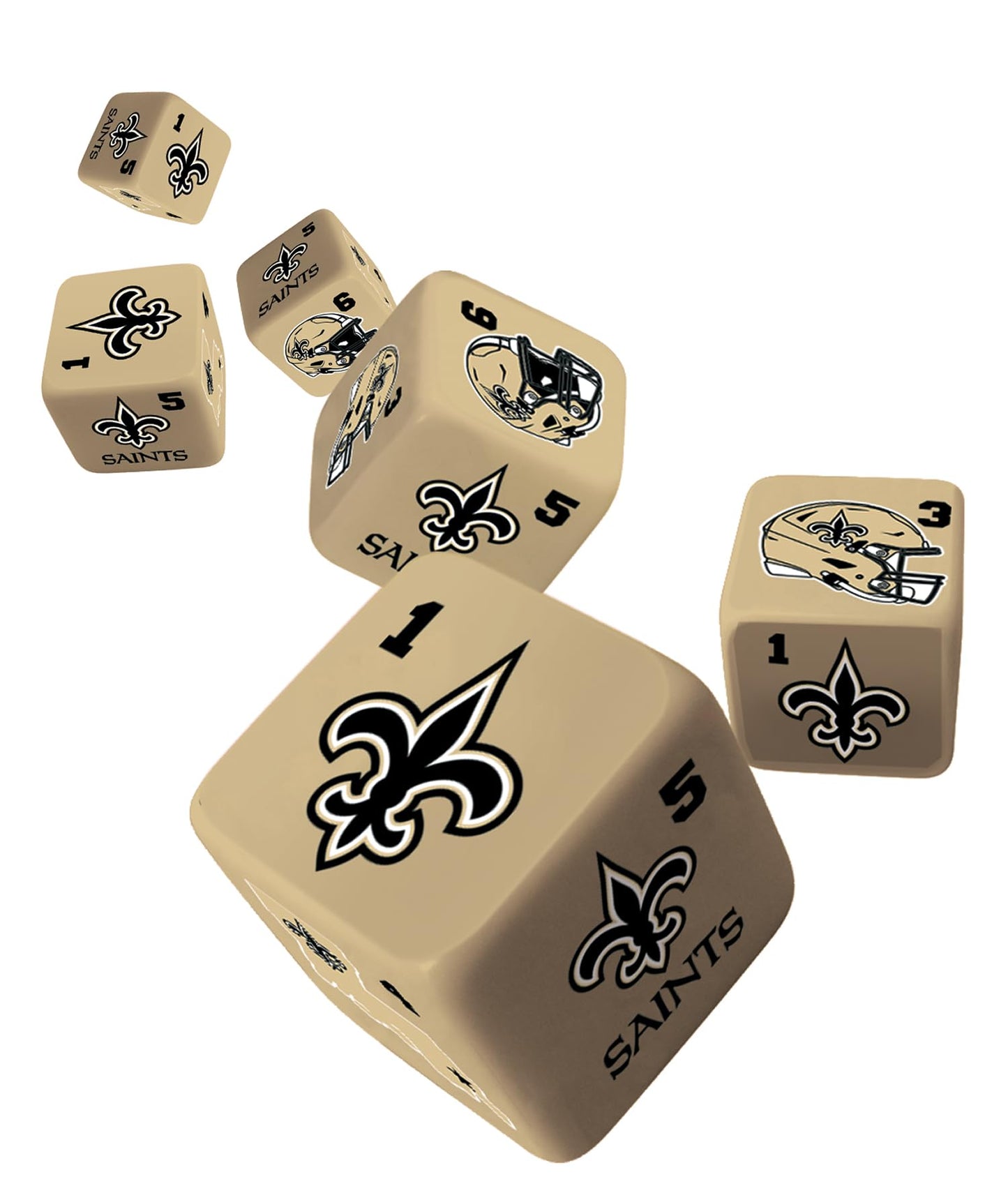 MasterPieces Game Day - NFL New Orleans Saints - 6 Piece Team Logo Dice Set - D6 Standard Size