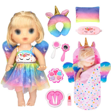 iBayda Doll Clothes Accessories Set Include Dress Pillow Sleeping Bag Toys Play Set for 10 -12 Inch Dolls, 14 to 14.5 Inch Dolls