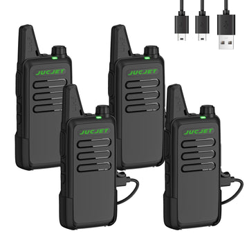 JUCJET F20 Walkie Talkies, Mini 2 Way Radio Rechargeable, Portable FRS Two Way Radios for Camping Hiking Hotel (4 Pack)