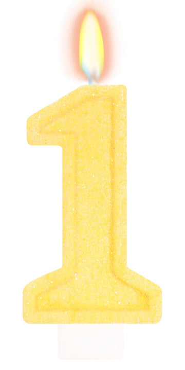 FAMGift Yellow Birthday Candles for Boys Girls - Number 1 Candle Cake Topper for Yellow Party Decorations Sunflower Birthday Dec