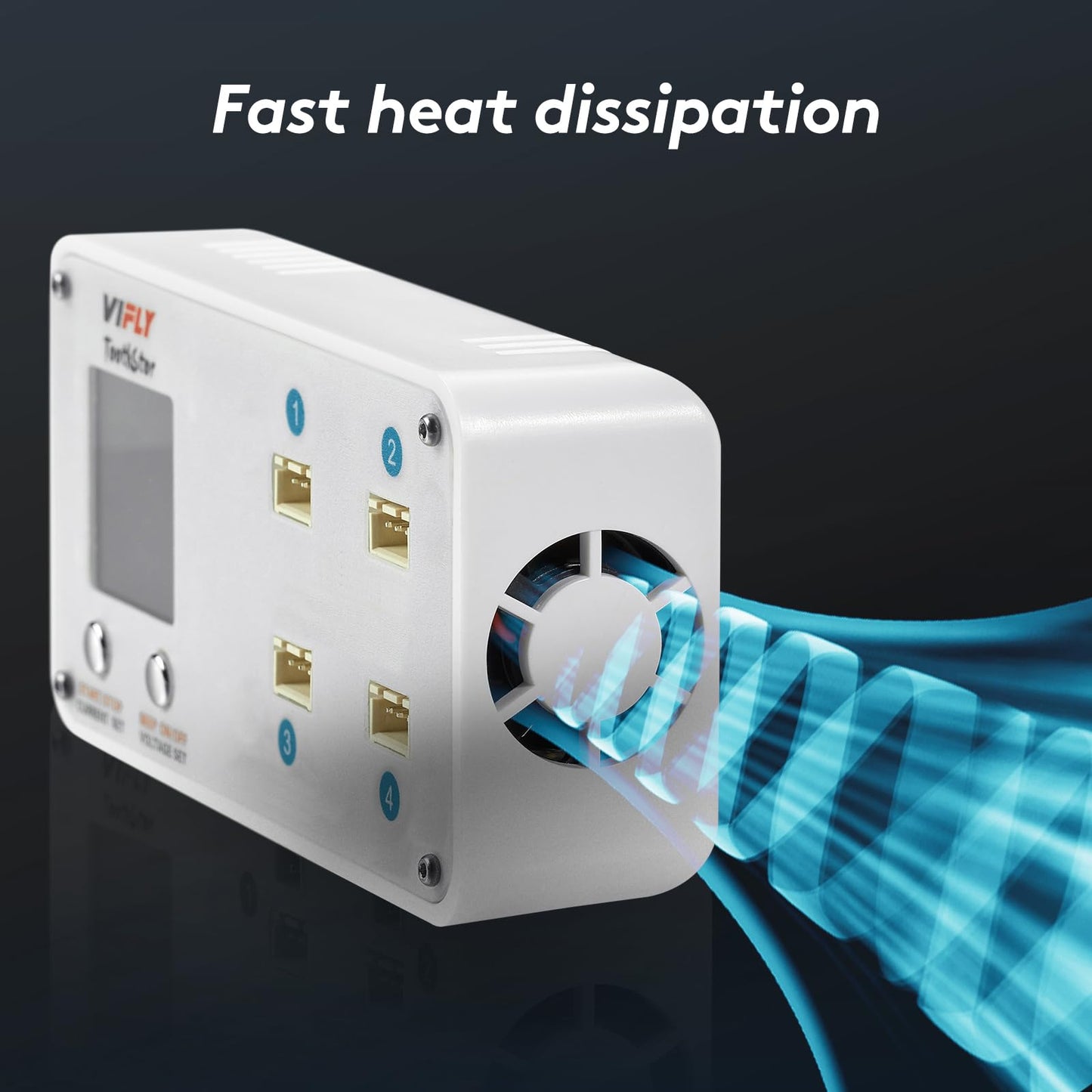 VIFLY ToothStor 4-Port 2S LiPo Balance Charger with Storage Mode - Compact White Design for High-Performance Charging