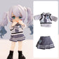 Ymy Ob11 Doll Clothes 1/12 Scale Shirt Tie Waistcoat Dress Girls Uniform Set For Bjd Gsc Doll Clothing(Blue)
