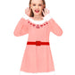 Christmas Pink Dress For Girl Long Sleeve Funny Printed Xmas Tshirt Dress Jovi Elf Swing Dresses 5-6 Years