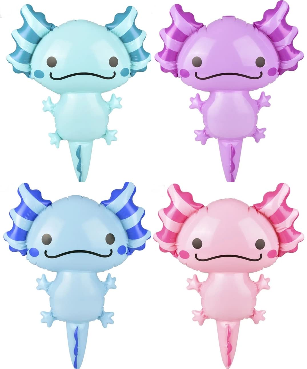 Happy Deals ~ Axolotl Inflates | Set Of 4 | 24 Inch | Inflatable Pool Toys And Party Decorations