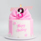 OGnomiFX Pink Black Birthday Candles for Girls, Number 3 Wax Cake Topper, Cartoon Themed Party Decor