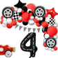 Race Car Birthday Balloons Decorations, 40 Inch Racetrack Black Number 4 Balloons, Large Mylar Black 4 Balloon For 4St Birthday