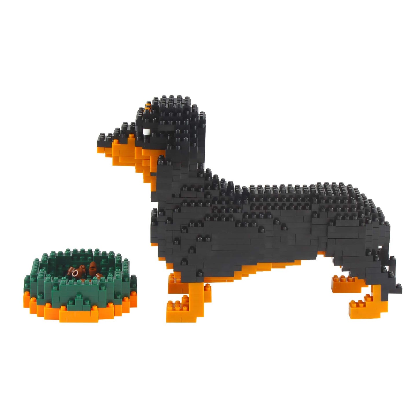 Larcele Micro Dachshund Dog Building Blocks Set Super Mini Pet Building Toy Bricks Kit, 898 Pieces Kljm-02 (Dachshund)