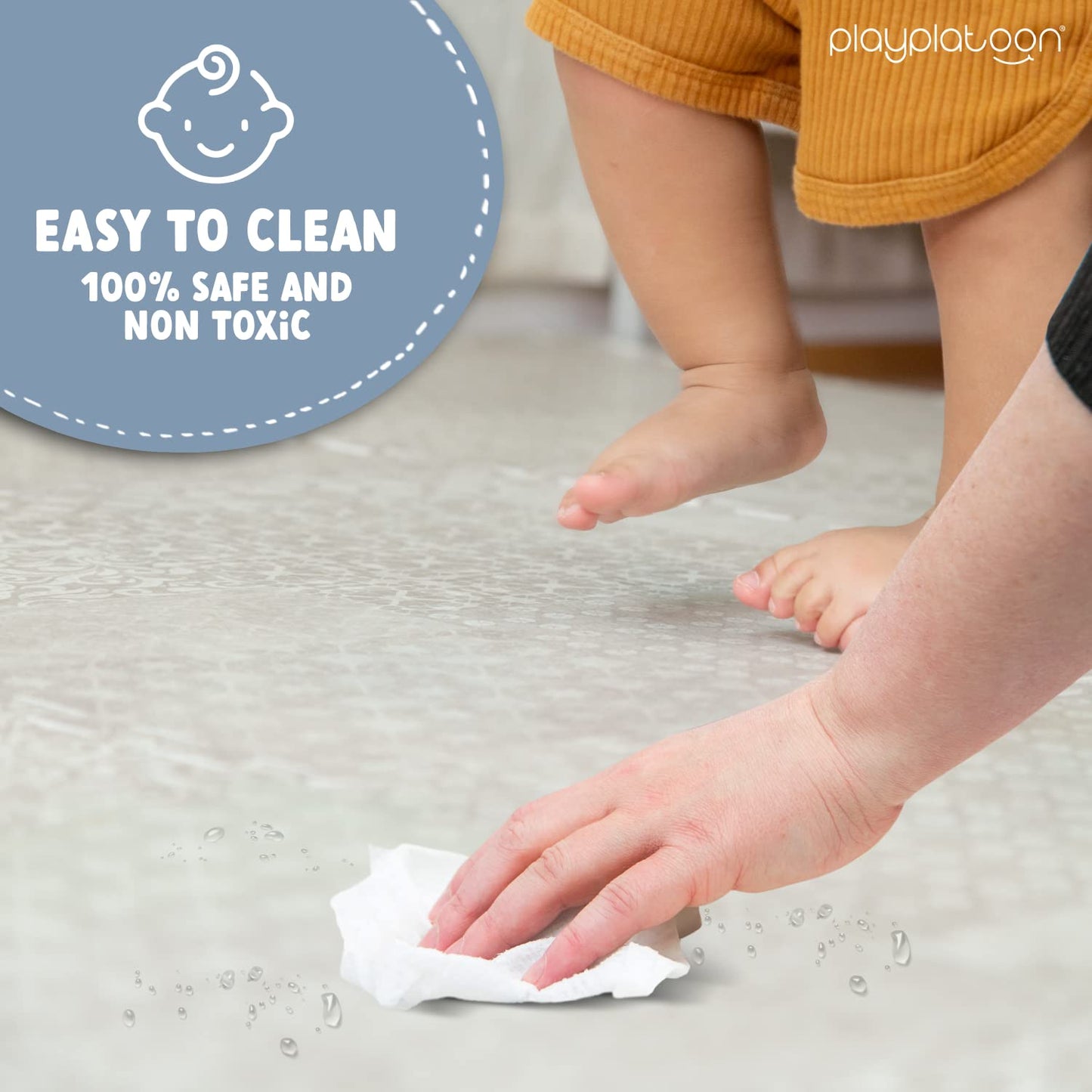 Play Platoon Non-Toxic Extra-Thick Childrens Foam Play Mats For Floor, 9 Tiles - 72 X 72 Inch Comfortable Cushioned Foam Floor Puzzle Tiles For Kids & Toddlers With 24 X 24 Inch Tiles Sets - Khaki
