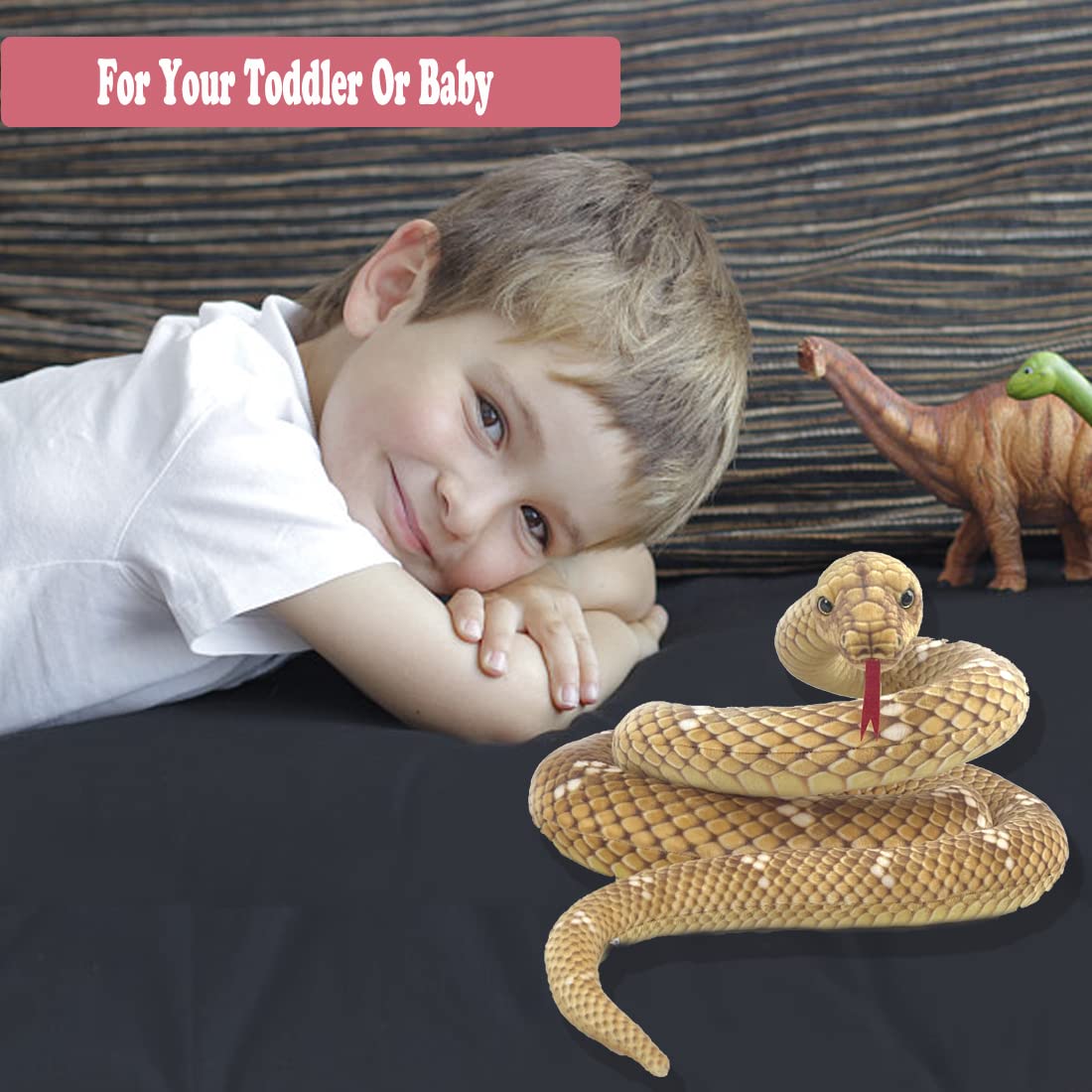 Mukouxun 112 Inch Stuffed Animal Snake Giant Stuffed Snake Kids Toys Stuffed Animal Snake Prank Props Giant Snake Plush Giant Anaconda (Brown)
