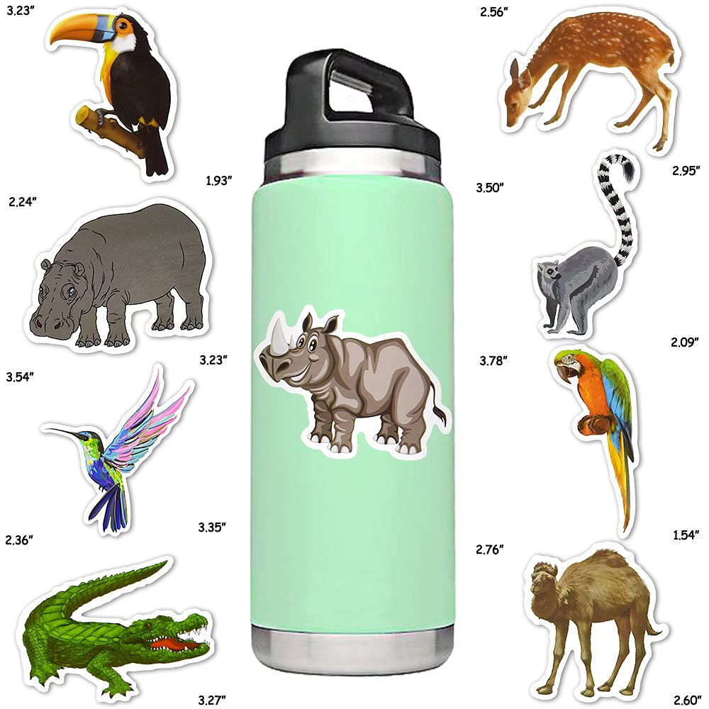 SUSIHI Animal Stickers for Kindle Kids Zoo Animal Stickers Water Bottles Scrapbook Book Waterproof(50 Pcs)