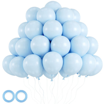 Voircoloria 105Pcs Baby Blue Balloons 12Inch Light Blue Balloons For Boys Girls Birthday Baby Shower Gender Reveal Wedding Child