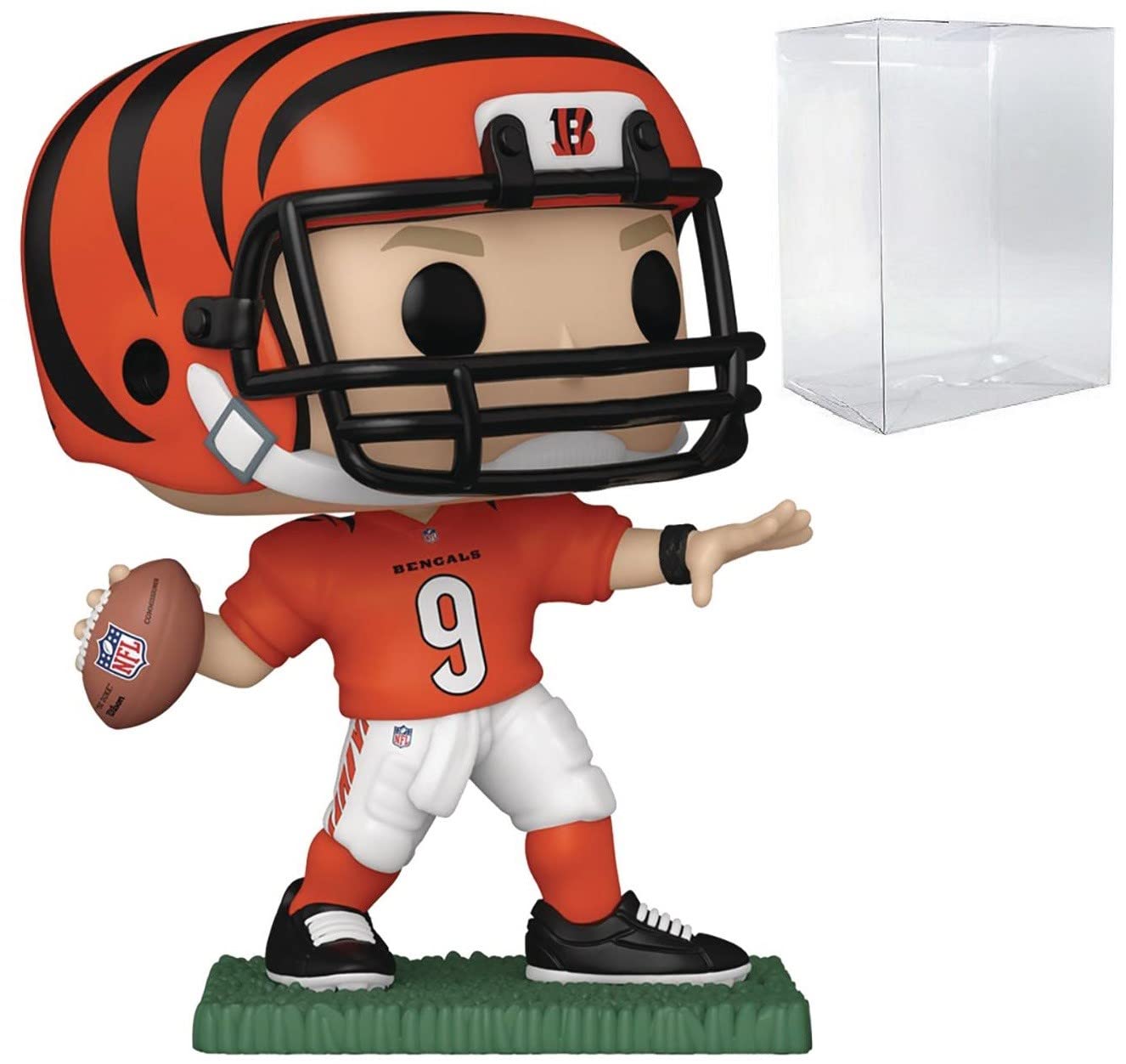 Pop Football: Bengals - Joe Burrow Funko Vinyl Figure (Bundled With Compatible Box Protector Case), Multicolor, 3.75 Inches