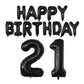 Happy Birthday Balloon Banner 40 Inch 21 Or 12 Balloon Number 16 Inch Happy Birthday Letters Balloons Black Foil Mylar Balloons